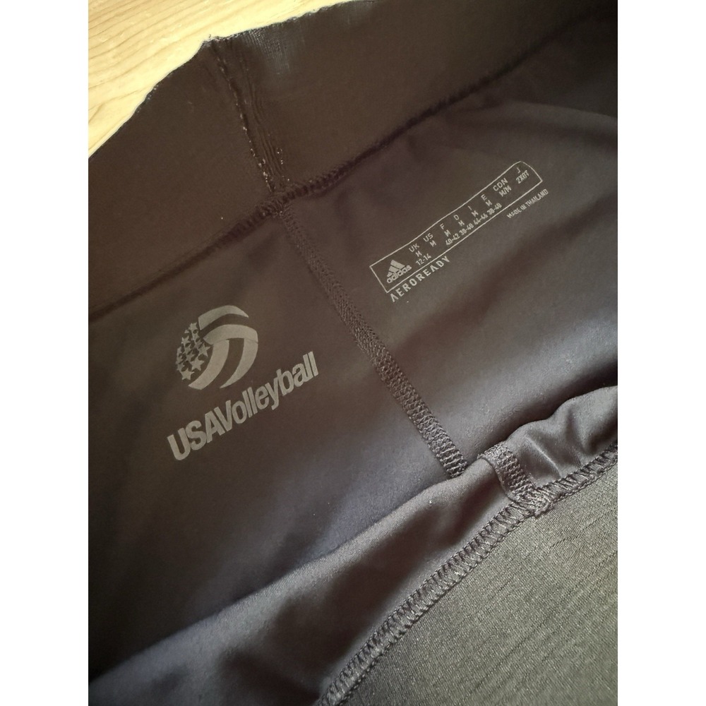 adidas AEROREADY USA Volleyball Cropped Leggings Women's S Black/Gray - Picture 3 of 4